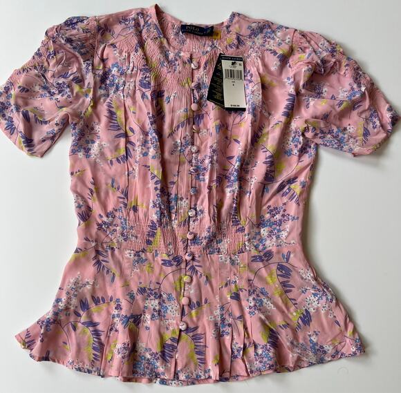 Polo by Ralph Lauren Tops - Polo Ralph Lauren Lav Print Pink Floral Top Women's Size 6 New